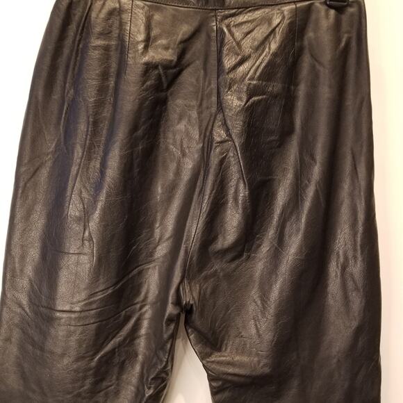 Vintage High Waisted Leather Pants Hi Rise Cow Leather Pockets Zipper Size 10 - Picture 11 of 16